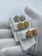 14K Gold Thick Circle Double Layer Cake Diamond Earrings 2.2 CT - additional product view 6
