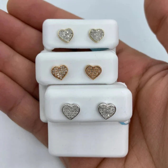 14K Gold Heart Solid Rim Diamond Earrings - additional product view 10