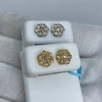 14K Gold Flower Diamond Earrings 1.2 Ct - additional product view 2
