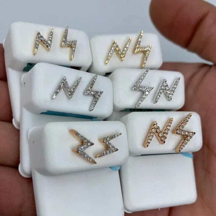 14K Gold Lightning Diamond Earrings - additional product view 5