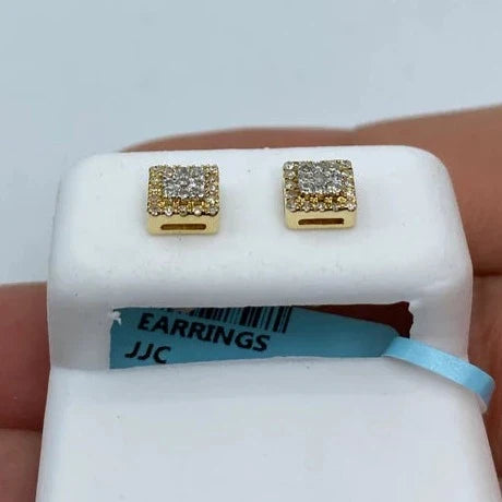 14K Gold Grandeur Square Diamond Earrings - additional product view 3