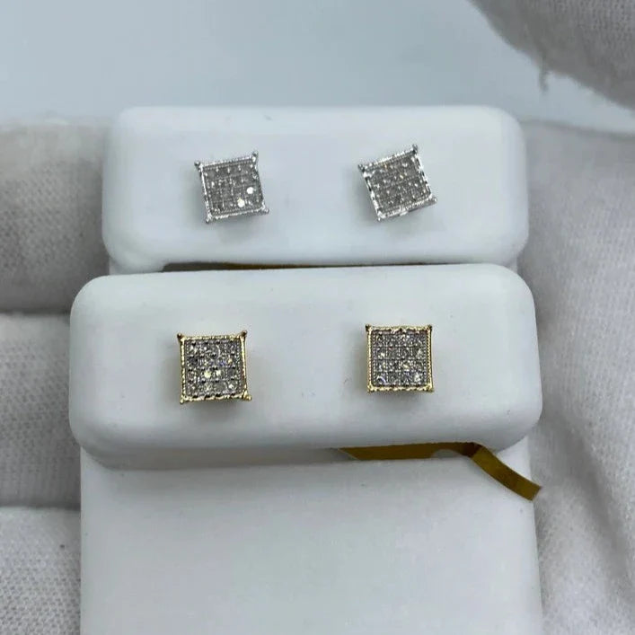 10K Gold Square Diamond Earrings 0.2 Ct - additional product view 2