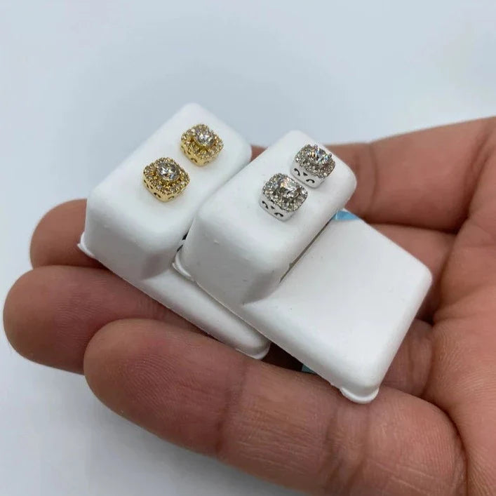 14K Gold Big Rocks Square Diamond Earrings - additional product view 7