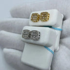 14K Gold Square Double-Row Diamond Baguette Earrings - additional product view 6