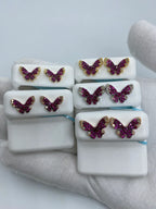 14K Gold Purple Butterfly Diamond Earrings - additional product view 3