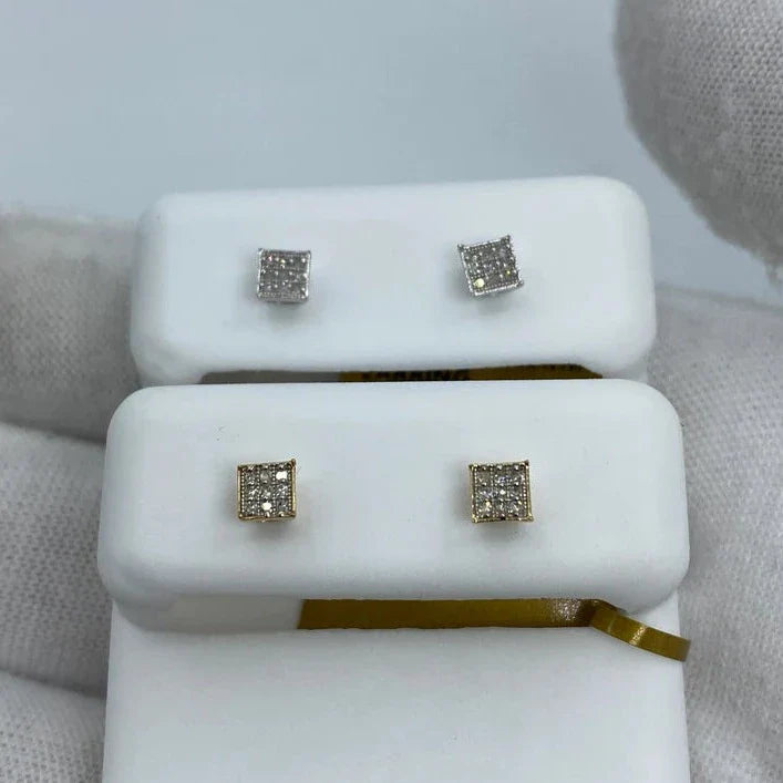 10K Gold Square Diamond Earrings 0.1 Ct - additional product view 2