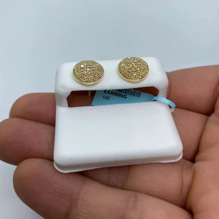 14K Gold Circle Flat Diamond Earrings - additional product view 4