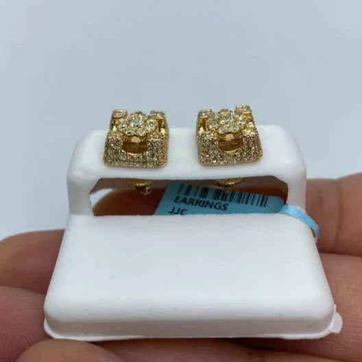 14K Gold Castle Diamond Earrings Jumbo - additional product view 4
