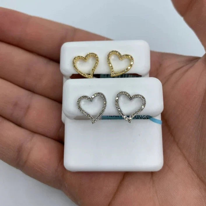 14K Gold Open Heart Diamond Earrings - additional product view 6