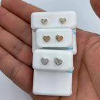 14K Gold Heart Solid Rim Diamond Earrings - additional product view 11