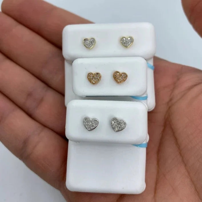 14K Gold Heart Solid Rim Diamond Earrings - additional product view 11