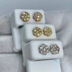 14K Gold Flower Diamond Earrings 1.4 Ct - additional product view 2