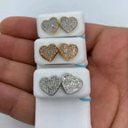 14K Gold Heart Solid Rim Diamond Earrings - additional product view 2