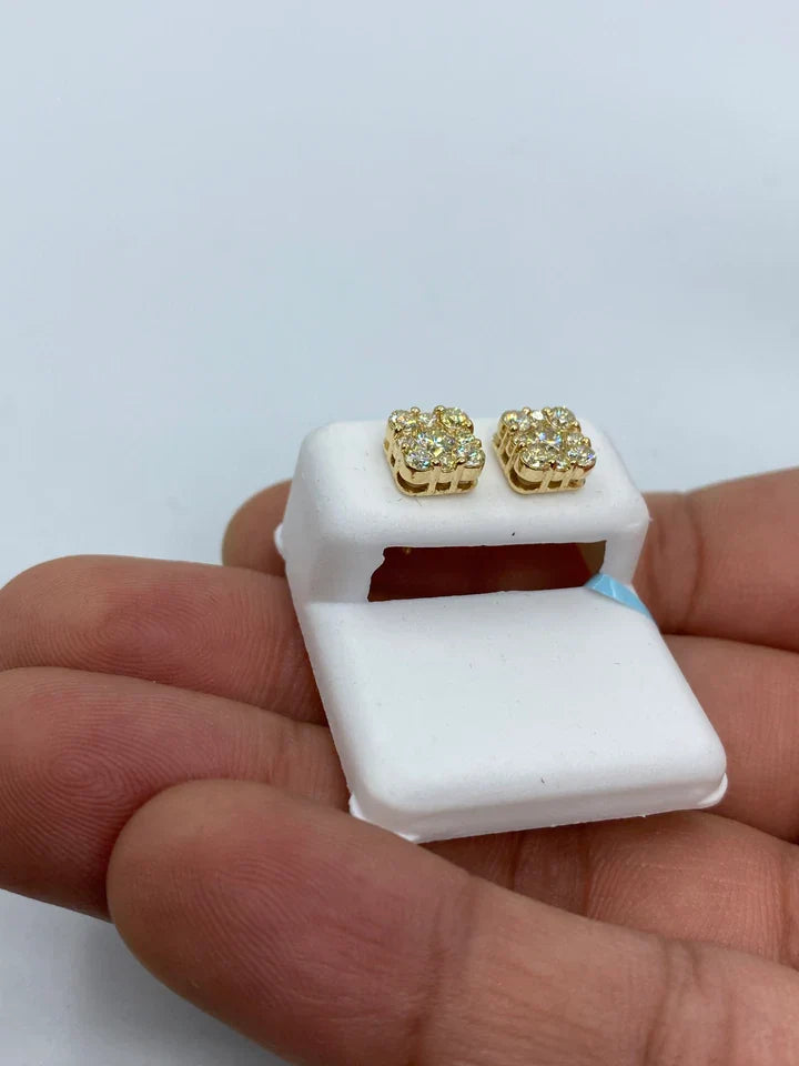 14K Gold Square Stud Diamond Earrings 1.3 Ct - additional product view 3