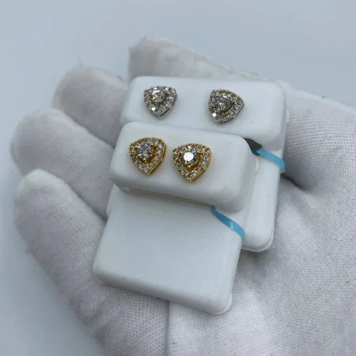14K Gold Triangle Large Center Stone Diamond Earrings - additional product view 5