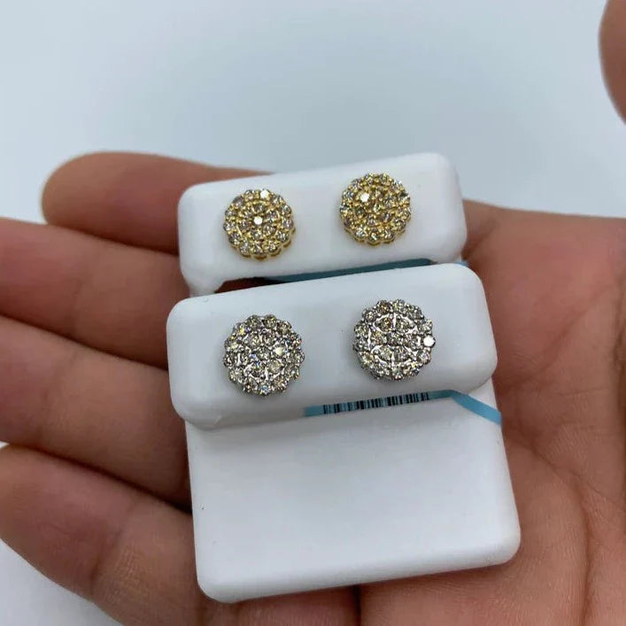 14K Gold Circle Flower Diamond Earrings - additional product view 2