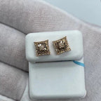 14K Gold Square Gutter Diamond Baguette Earrings - additional product view 5