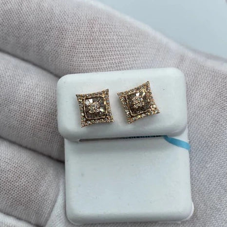 14K Gold Square Gutter Diamond Baguette Earrings - additional product view 5