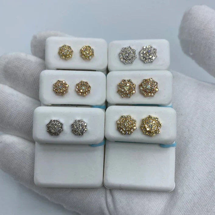 14K Gold Octagon Diamond Earrings - main product photo