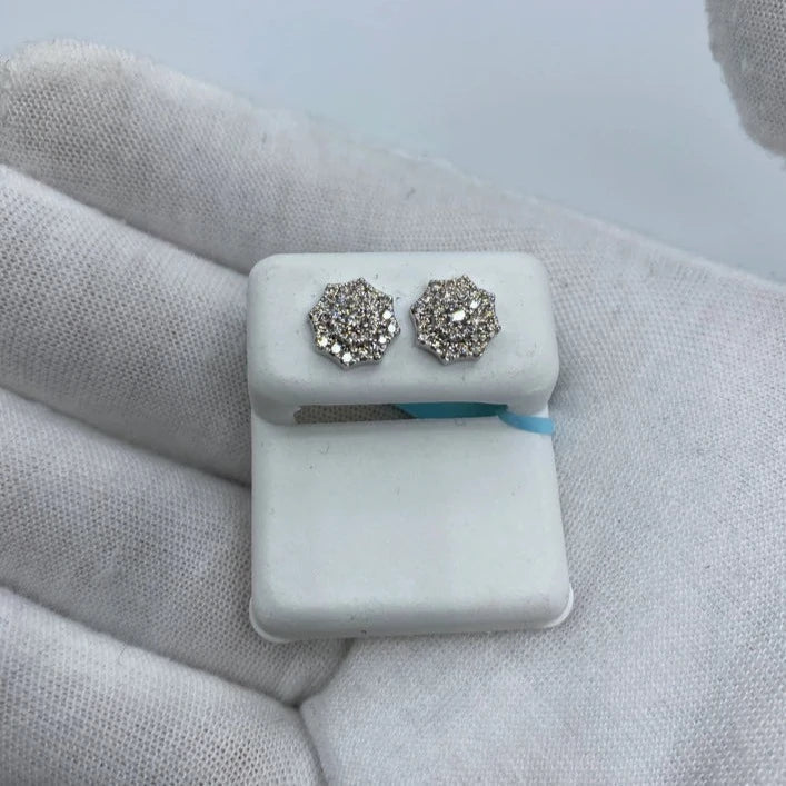14K Gold Octagon Diamond Earrings - additional product view 8