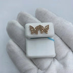 14K Gold Butterfly Diamond Earrings in rose gold, Large - close-up product photo