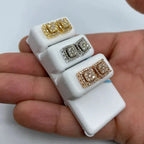 14K Gold Square Box Diamond Earrings Large - additional product view 6