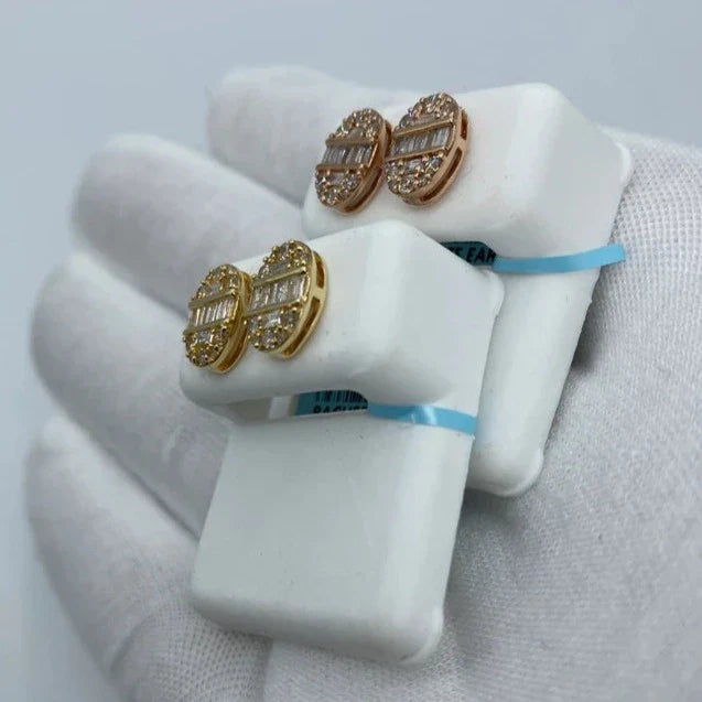 14K Gold Oval Diamond Baguette Earrings - additional product view 5