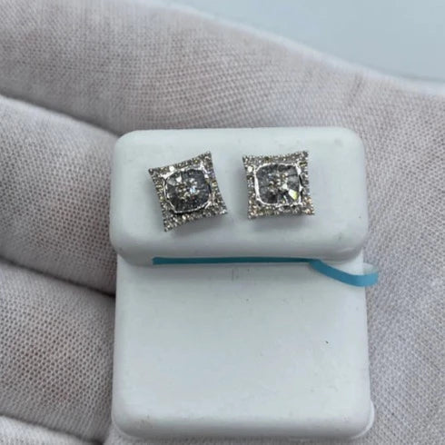 14K Gold Square Gutter Diamond Baguette Earrings - additional product view 4