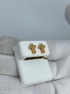 14K Gold Cross Diamond Earrings - additional product view 3