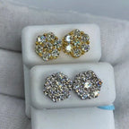 14K Gold Flower Diamond Earrings 2.4 Ct - additional product view 5