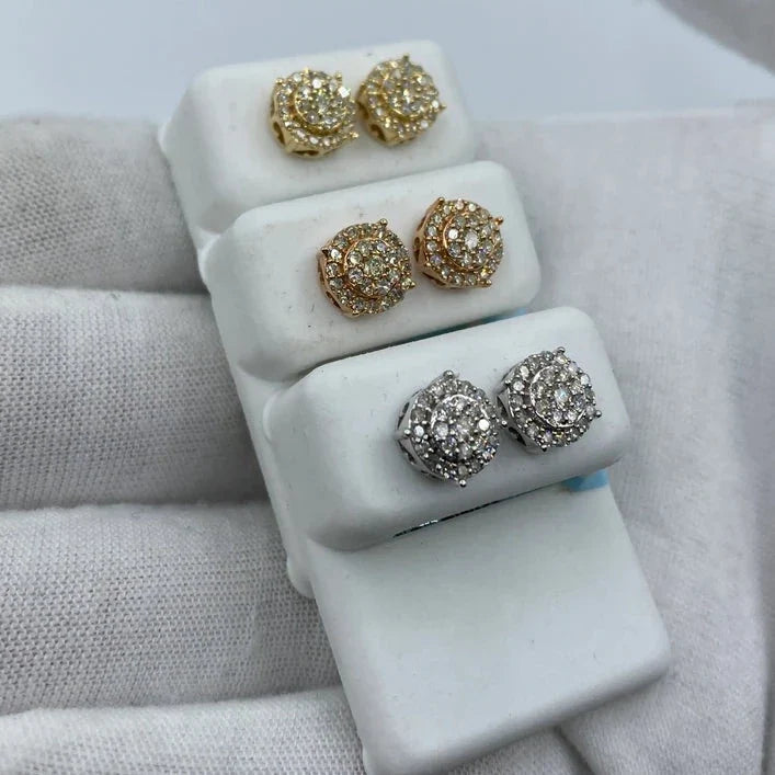 14K Gold Thick Circle Diamond Earrings 0.8 Ct - additional product view 6