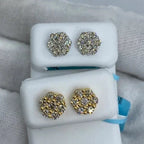 14K Gold Flower Diamond Earrings 1.2 Ct - additional product view 5