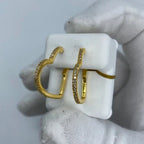 10K Gold Heart Hoop Diamond Earrings in yellow gold - close-up product photo