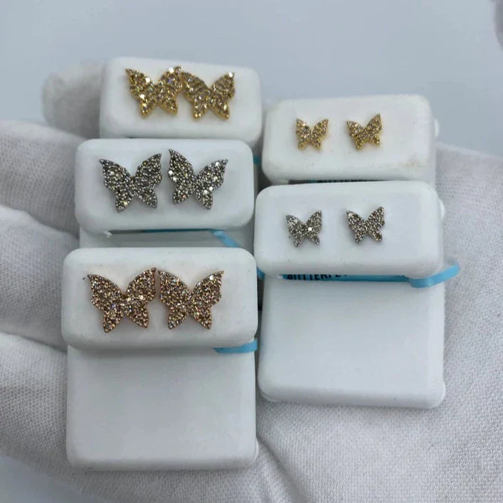14K Gold Butterfly Diamond Earrings - additional product view 2
