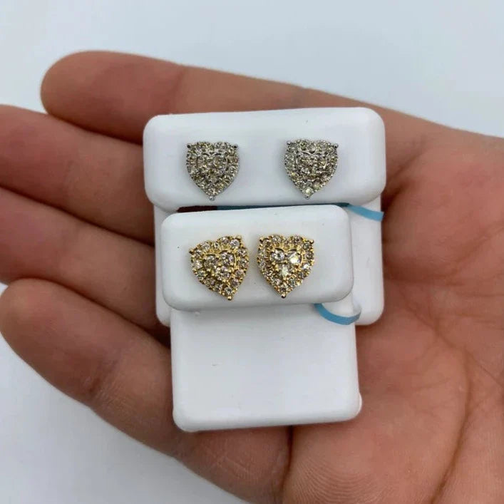 14K Gold Royal Heart Diamond Earrings - additional product view 2