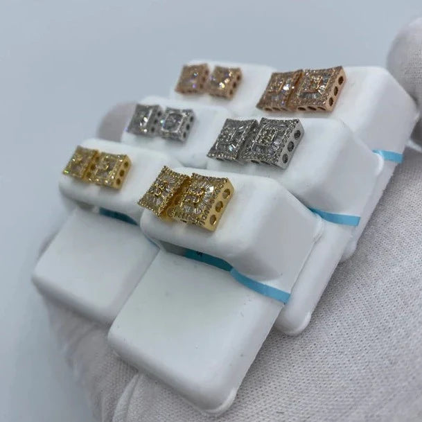 14K Gold Square Gutter Diamond Baguette Earrings - additional product view 9