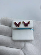 14K Gold Purple Butterfly Diamond Earrings - additional product view 5