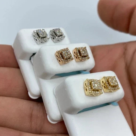 14K Gold Square Box Diamond Earrings - additional product view 10