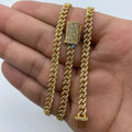 14K Gold 4.5mm Cuban Link Diamond Chain 16–22 in in yellow gold, 16" - close-up product photo