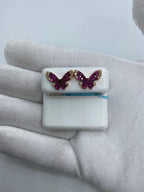 14K Gold Purple Butterfly Diamond Earrings - additional product view 10