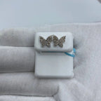 14K Gold Butterfly Diamond Earrings in white gold, Large - close-up product photo