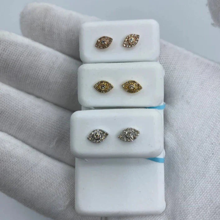 14K Gold Eye Diamond Earrings - additional product view 2