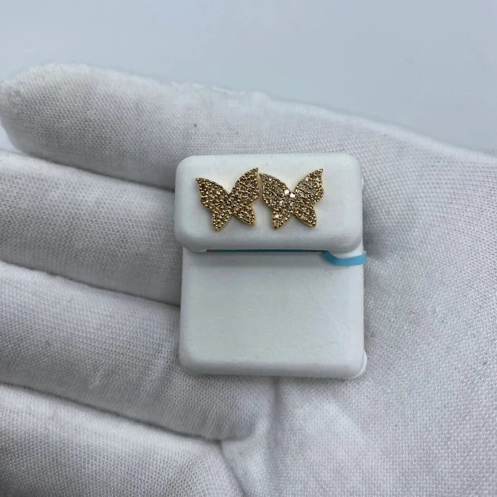 14K Gold Butterfly Diamond Earrings - additional product view 6