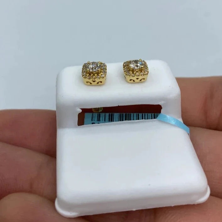 14K Gold Big Rocks Square Diamond Earrings - additional product view 6