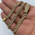 14K Gold 6.5mm Cuban Diamond Chain 16–22 in in white & yellow (two-tone), 16" - close-up product photo