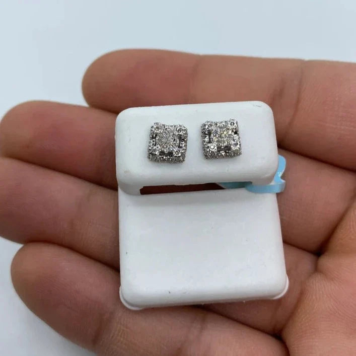 14K Gold Castle Diamond Earrings Small in white gold - close-up product photo