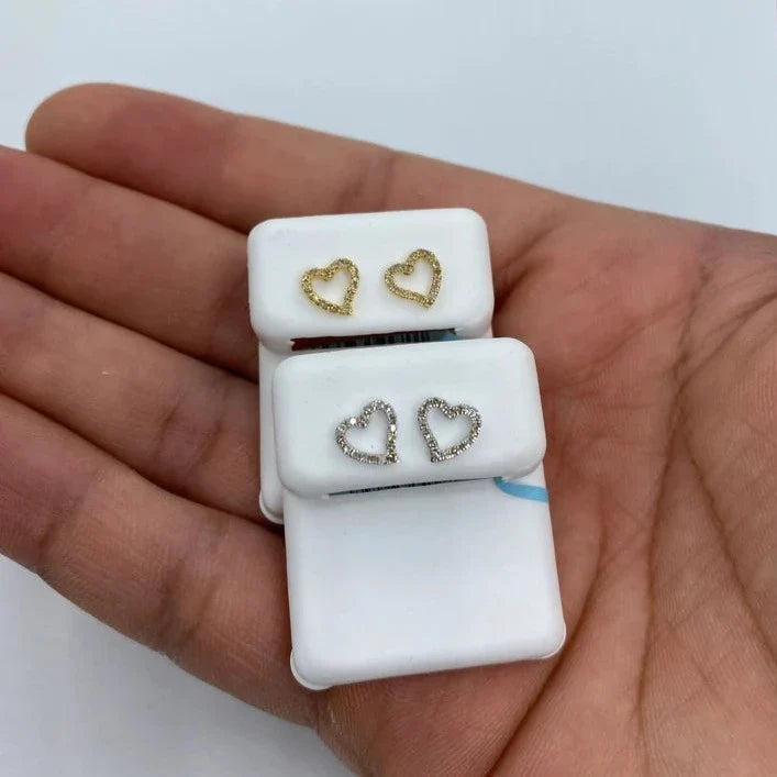 14K Gold Open Heart Diamond Earrings - additional product view 3