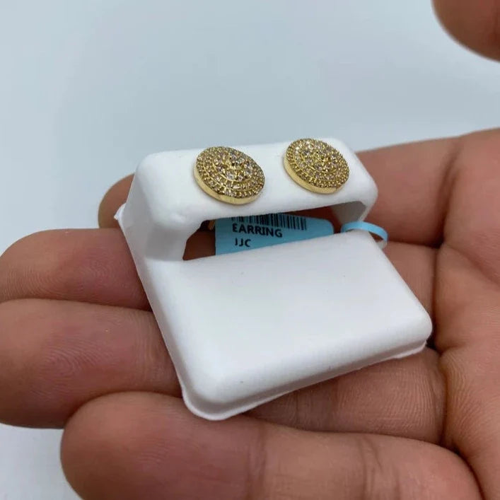 14K Gold Circle Flat Diamond Earrings - additional product view 3