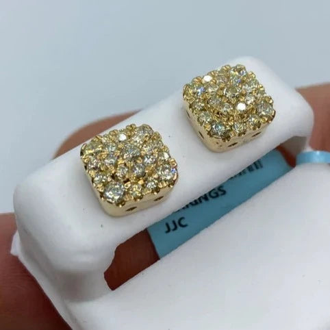 14K Gold Suave Square Diamond Earrings - additional product view 4