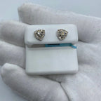 14K Gold Triangle Large Center Stone Diamond Earrings in white gold - close-up product photo